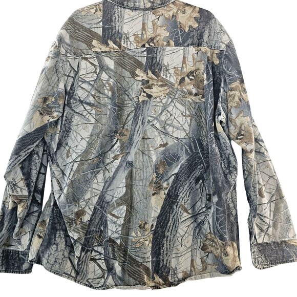 Vintage Walls Realtree Shirt Mens Button Up Patched Distressed No Size‎ Tag Camo - Picture 2 of 10